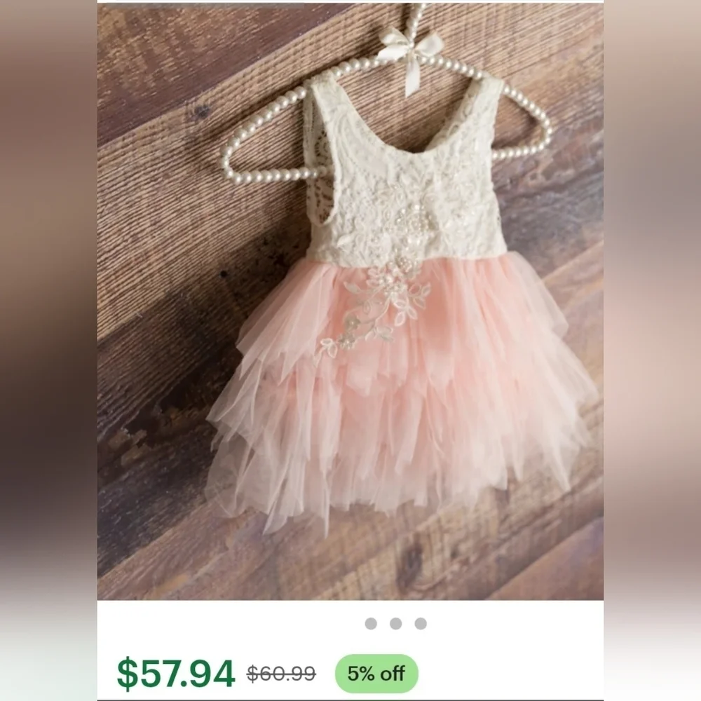 White and Peach Tulle Dress